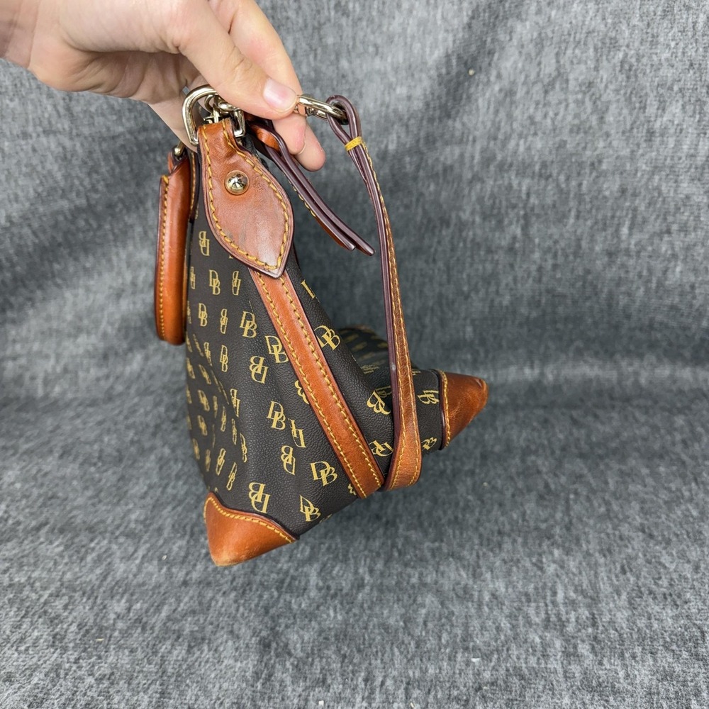 Dooney & Bourke Satchel Crossbody Bag Womens Medium Brown DB Canvas Red Lining - Picture 7 of 12